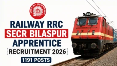 Railway RRC SECR Bilaspur Apprentice Recruitment 2026 Notification Released & Apply Online for 1191 Posts