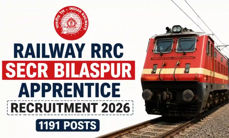 Railway RRC SECR Bilaspur Apprentice Recruitment 2026 Notification Released & Apply Online for 1191 Posts