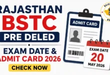Rajasthan BSTC (Pre DELED) Exam Admit Card 2026 Released, Download Link