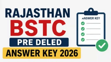 Rajasthan BSTC (Pre DELED) Answer Key 2026 Released, Download PDF