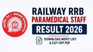 Railway RRB CEN 03/2025 Paramedical Staff (434 posts) Result 2026 Released – Download Merit List & Cut-Off PDF