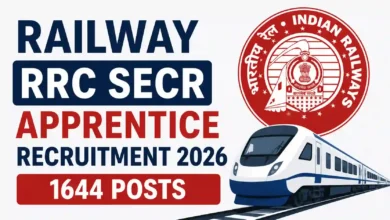 Railway RRC SECR Apprentice Recruitment 2026 Notification Released & Apply Online for 1644 Posts