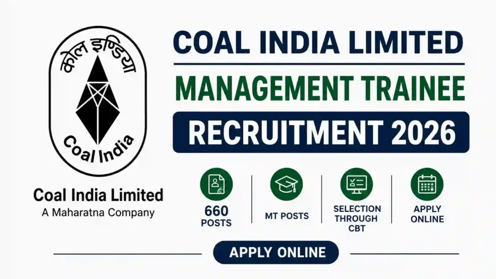Coal India Management Trainee Recruitment 2026 Notification Released for 660 Posts, Apply Online