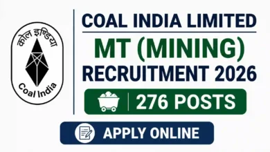 Coal India MT (Mining) Recruitment 2026 Notification Released for 276 Posts, Apply Online