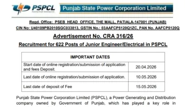 PSPCL Junior Engineer (Electrical) Recruitment 2026 Notification Released & Apply Online for 622 Posts