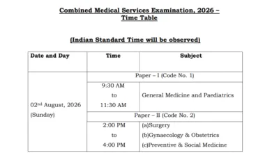 UPSC Combined Medical Services (CMS-1358 Posts) Exam Date & Admit Card 2026 Released, Check Now