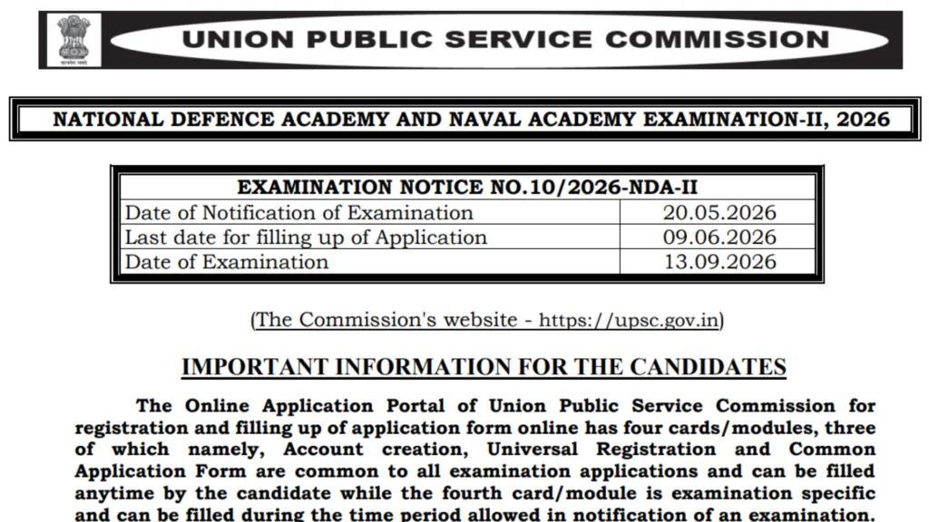 UPSC NDA & NA-II Recruitment 2026 Notification Released for 394 Posts, Apply Online