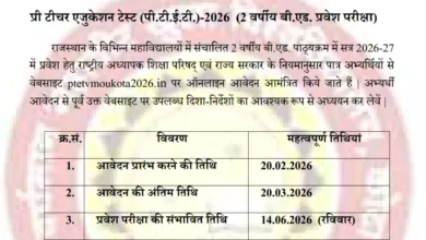 Rajasthan PTET 2026 Notification Released, Check Apply Dates & Eligibility Details