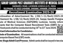 SGPGI Lucknow Nursing Officer and Non Teaching 1479 Posts Exam Date & Admit Card 2026 Released, Check Now