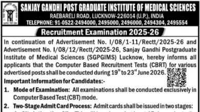 SGPGI Lucknow Nursing Officer and Non Teaching 1479 Posts Exam Date & Admit Card 2026 Released, Check Now