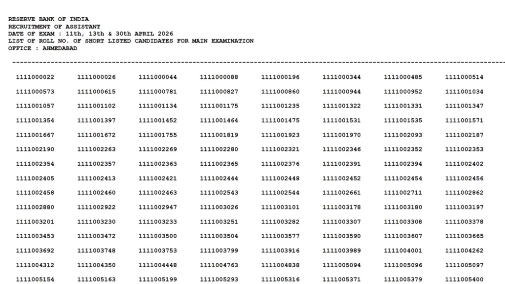 RBI Assistant (650 Posts) Exam Result 2026 Released, Download Merit List PDF