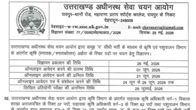 UKSSSC Assistant Agriculture Officer (AAO) Recruitment 2026 Notification Released for 90 Posts, Apply Online