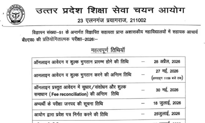 UPESSC Assistant Professor B.Ed Recruitment 2026 Notification Released & Apply Online for 107 Posts