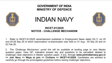 Indian Navy Civilian INCET 01/2025 (1110 Posts) Answer Key 2026 Released, Check From This Link