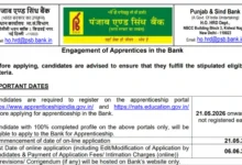Punjab & Sind Bank Apprentice Recruitment 2026 Notification Released for 635 Posts, Apply Online