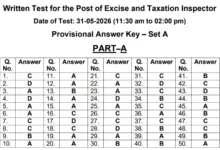 PSSSB Excise & Taxation Inspector (197 Posts) Answer Key 2026 Released, Download PDF