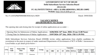 Delhi DSSSB Advt 03/2026 Notification Released for 1979 Various Posts, Apply Online