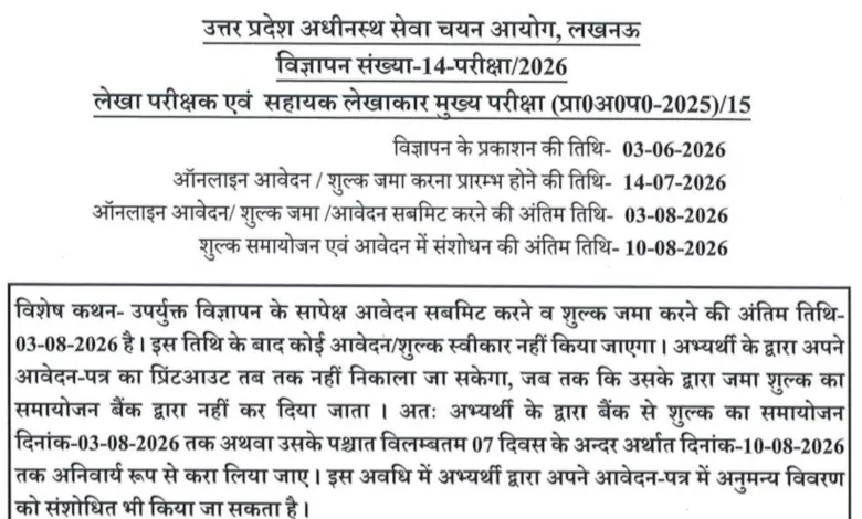 UPSSSC Auditor and Assistant Accountant Recruitment 2026 Notification Released & Apply Online for 1829 Posts
