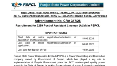PSPCL Assistant Lineman (ALM) Recruitment 2026 Notification Released for 3289 Posts, Apply Online