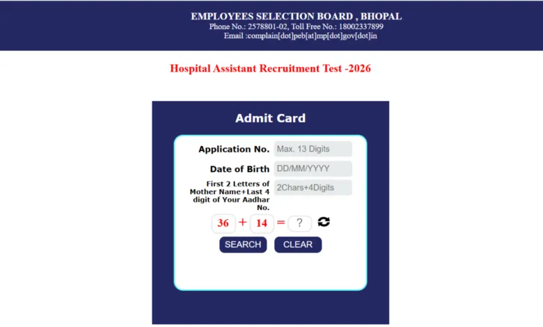 MPESB Hospital Assistant (1200 Posts) Exam Admit Card 2026 Released – Download Link