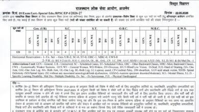 RPSC School Lecturer (Special) Recruitment 2026 Notification Released & Apply Online for 121 Posts