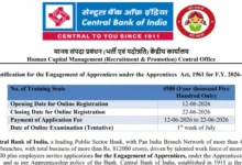 Central Bank of India Apprentice Recruitment 2026 Notification Released & Apply Online for 4500 Posts