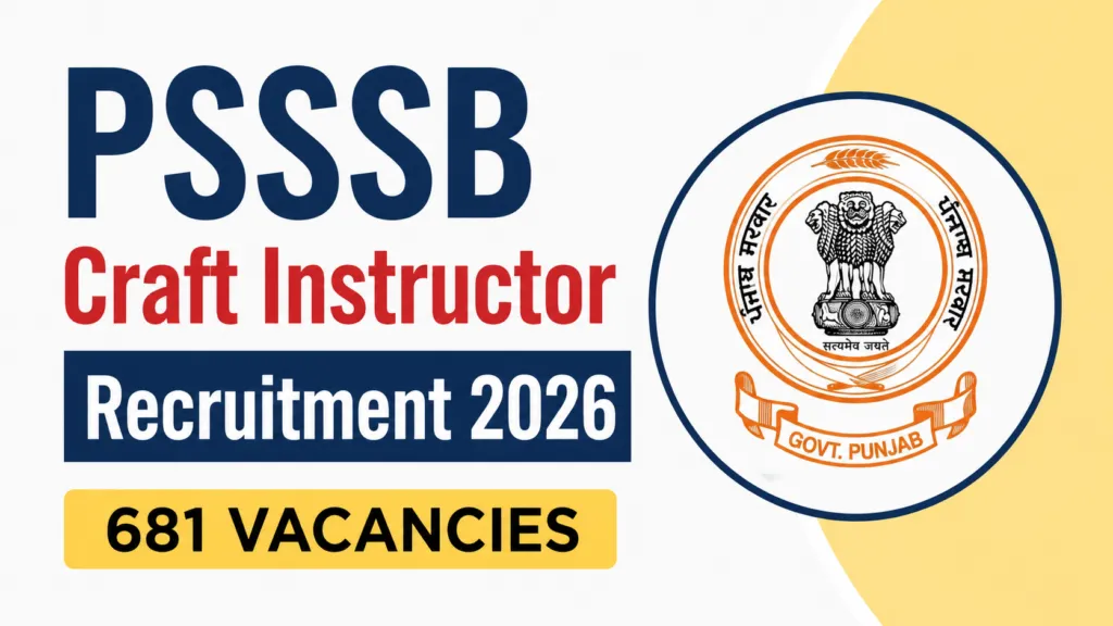 PSSSB Craft Instructor Recruitment 2026 Notification Released & Apply Online for 681 Posts