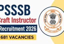 PSSSB Craft Instructor Recruitment 2026 Notification Released & Apply Online for 681 Posts