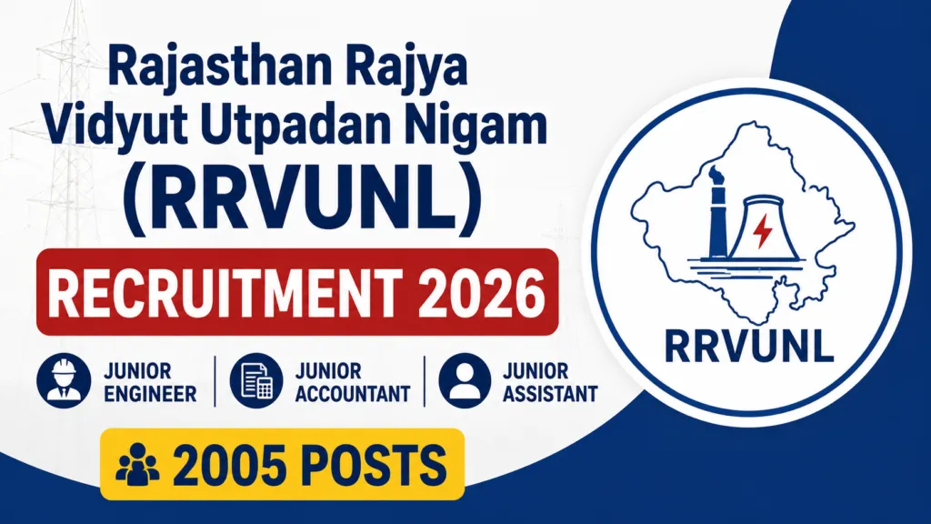 Rajasthan RVUNL Junior Engineer, Junior Assistant & Junior Accountant Recruitment 2026 Notification Released for 2005 Posts, Apply Online