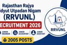 Rajasthan RVUNL Junior Engineer, Junior Assistant & Junior Accountant Recruitment 2026 Notification Released for 2005 Posts, Apply Online