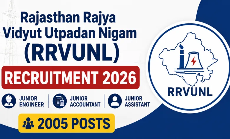 Rajasthan RVUNL Junior Engineer, Junior Assistant & Junior Accountant Recruitment 2026 Notification Released for 2005 Posts, Apply Online