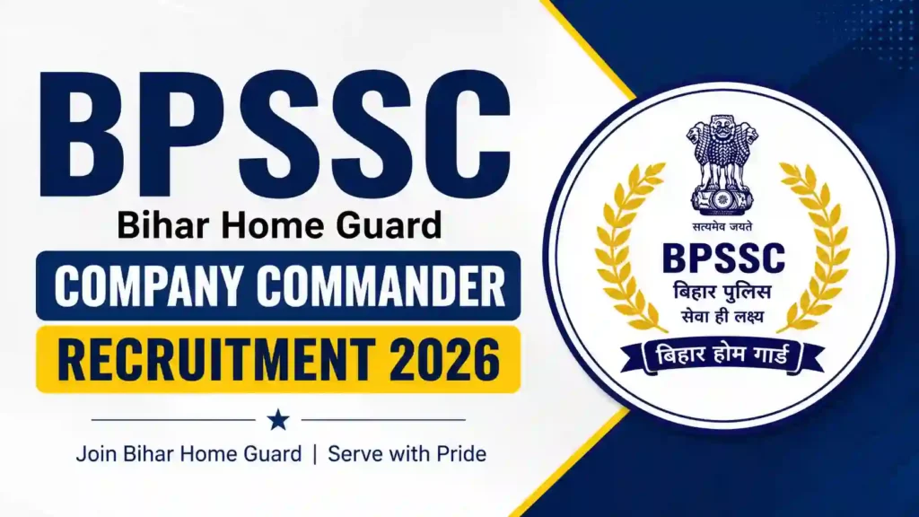 BPSSC Bihar Home Guard Company Commander Recruitment 2026 Notification Released & Apply Online for 65 Posts