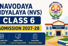 Navodaya Vidyalaya (NVS) Class 6 Admission 2027-28 Notification Released & Apply Online