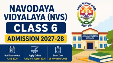 Navodaya Vidyalaya (NVS) Class 6 Admission 2027-28 Notification Released & Apply Online