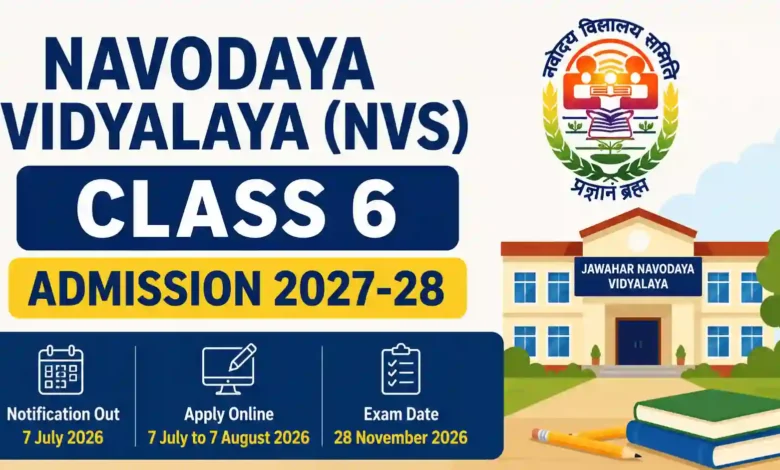 Navodaya Vidyalaya (NVS) Class 6 Admission 2027-28 Notification Released & Apply Online