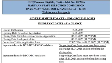 Haryana HSSC CET Group D Recruitment 2026 Notification Released & Apply Online