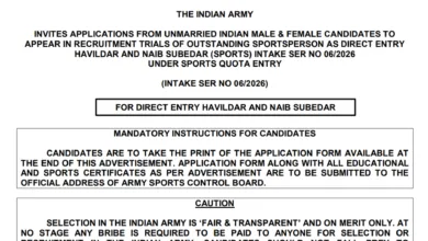 Indian Army Sports Quota Recruitment 2026 Notification Released & Apply Offline for Havildar and Naib Subedar Posts
