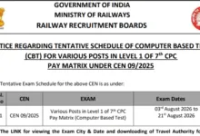 Railway RRB CEN 09/2025 Group D (22195 Posts) Exam Date & Admit Card 2026 Released, Check Now
