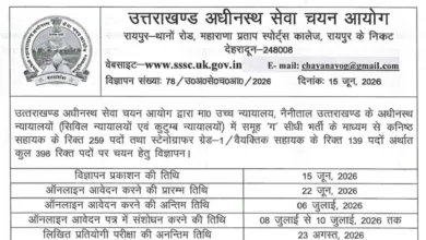 UKSSSC High Court Junior Assistant & Stenographer Recruitment 2026 Notification Released for 398 Posts, Apply Online