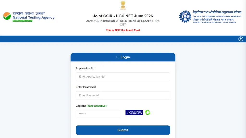 NTA CSIR UGC NET June 2026 Exam Admit Card Released – Download Link