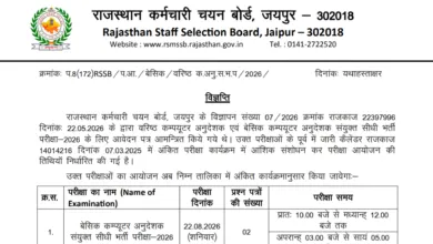 Rajasthan RSSB Computer Instructor (3951 Posts) Exam Date & Admit Card 2026 Released, Check Now
