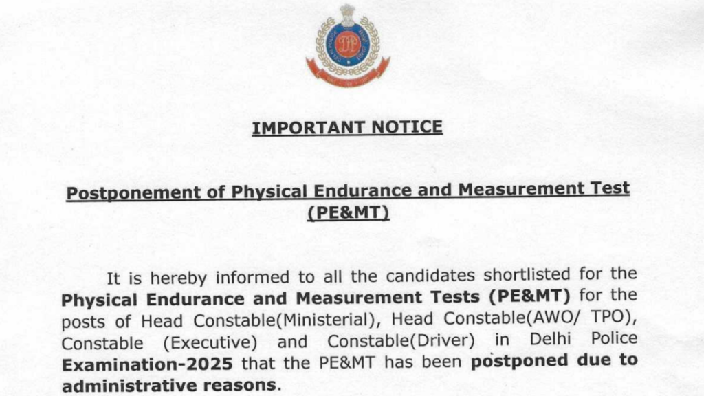 Delhi Police Head Constable (AWO/TPO-443 Posts) Exam Date & Admit Card 2025 Released, Check Now