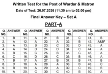 Punjab PSSSB Jail Warder & Matron (532 Posts) Answer Key 2026 Released, Check Now