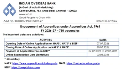 Indian Overseas Bank Apprentice Recruitment 2026 Notification Released & Apply Online for 750 Posts