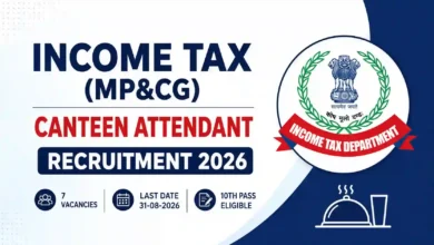 Income Tax (MP&CG) Canteen Attendant Recruitment 2026 Notification Released & Apply Online
