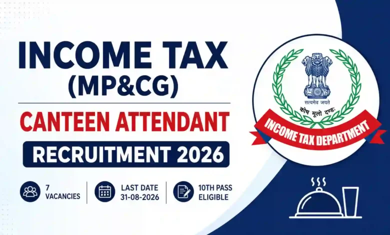 Income Tax (MP&CG) Canteen Attendant Recruitment 2026 Notification Released & Apply Online