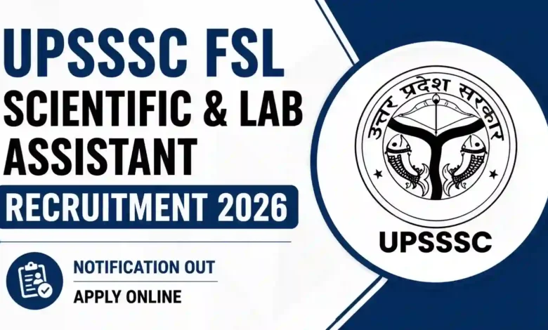 UPSSSC FSL Scientific & Lab Assistant Recruitment 2026 Notification Released for 208 Posts, Apply Online
