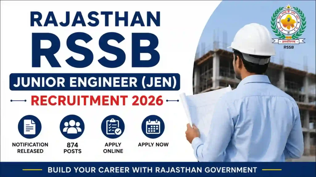 Rajasthan RSSB Junior Engineer (JEN) Recruitment 2026 Notification Released for 874 Posts, Apply Online