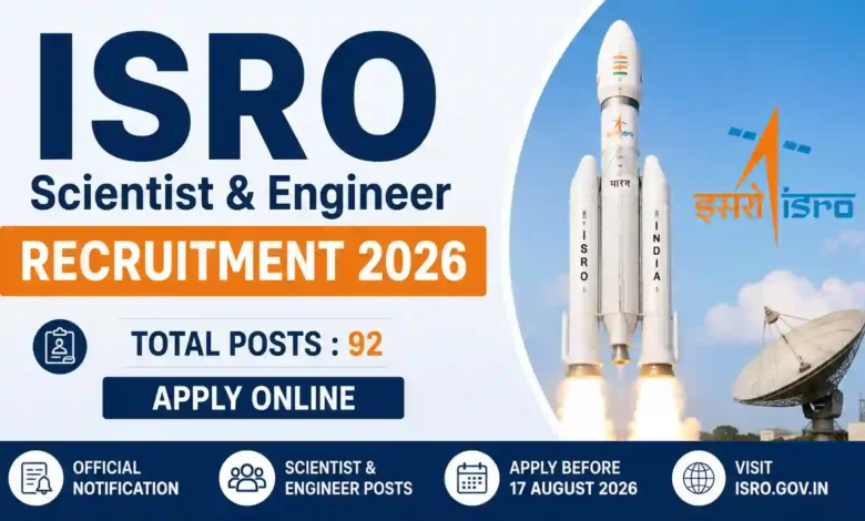 ISRO Scientist & Engineer Recruitment 2026 Notification Released & Apply Online for 92 Posts