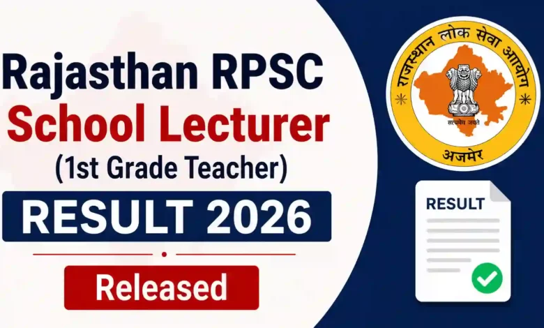 Rajasthan RPSC School Lecturer (1st Grade Teacher-3225 Posts) Result 2026 Released, Download PDF